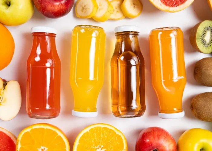 Assortment,Of,Fruit,Juices,In,Glass,Bottles,Among,Fruits,On